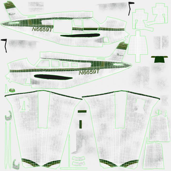 Single Engine Light Aircraft Beechcraft Bonanza Rigged 3D model