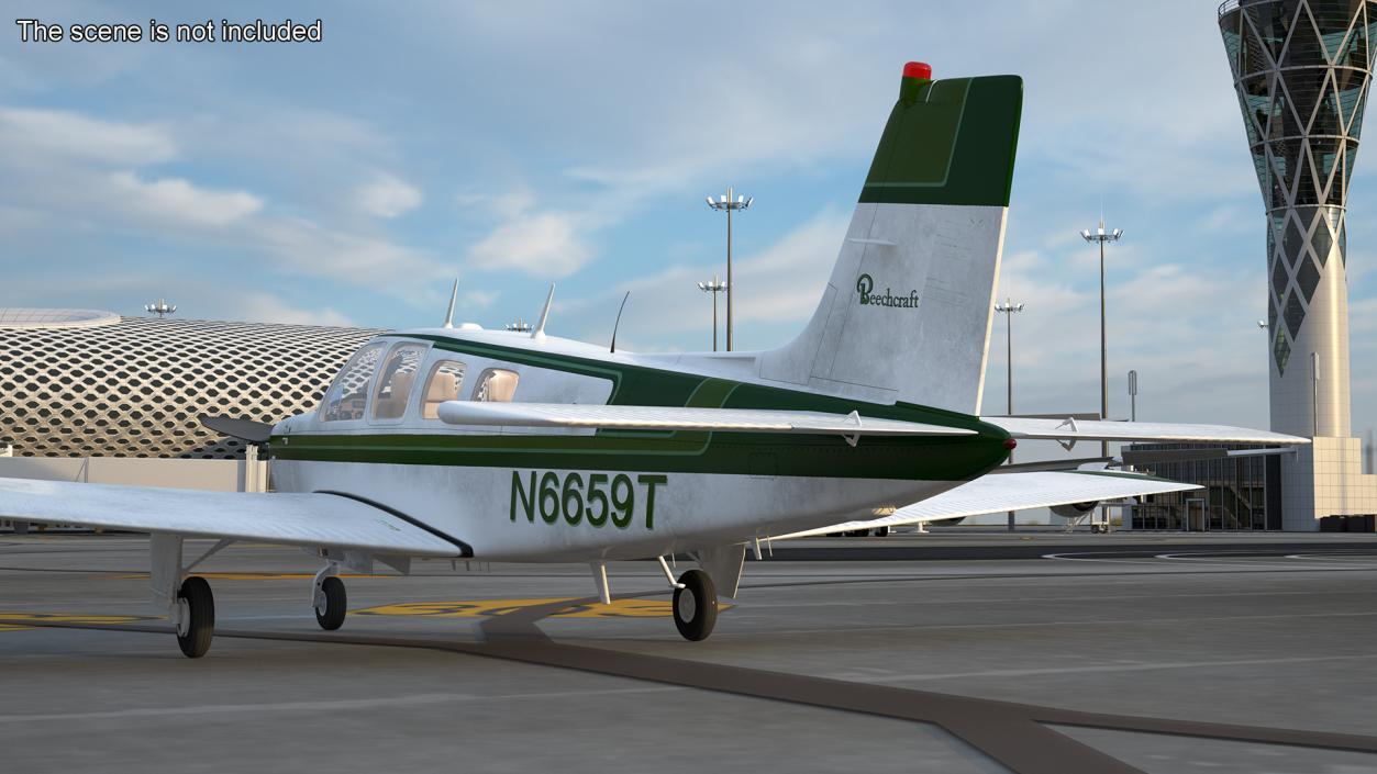 Single Engine Light Aircraft Beechcraft Bonanza Rigged 3D model