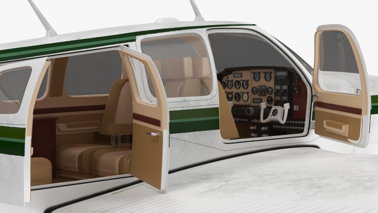 Single Engine Light Aircraft Beechcraft Bonanza Rigged 3D model