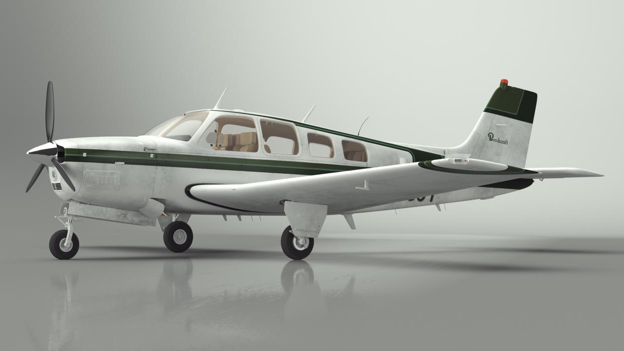 Single Engine Light Aircraft Beechcraft Bonanza Rigged 3D model