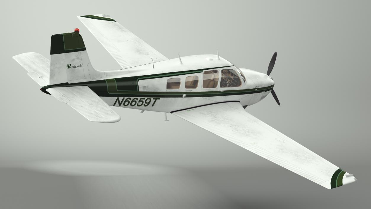 Single Engine Light Aircraft Beechcraft Bonanza Rigged 3D model