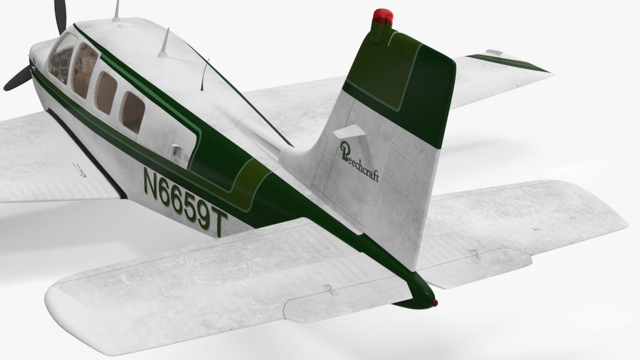 Single Engine Light Aircraft Beechcraft Bonanza Rigged 3D model