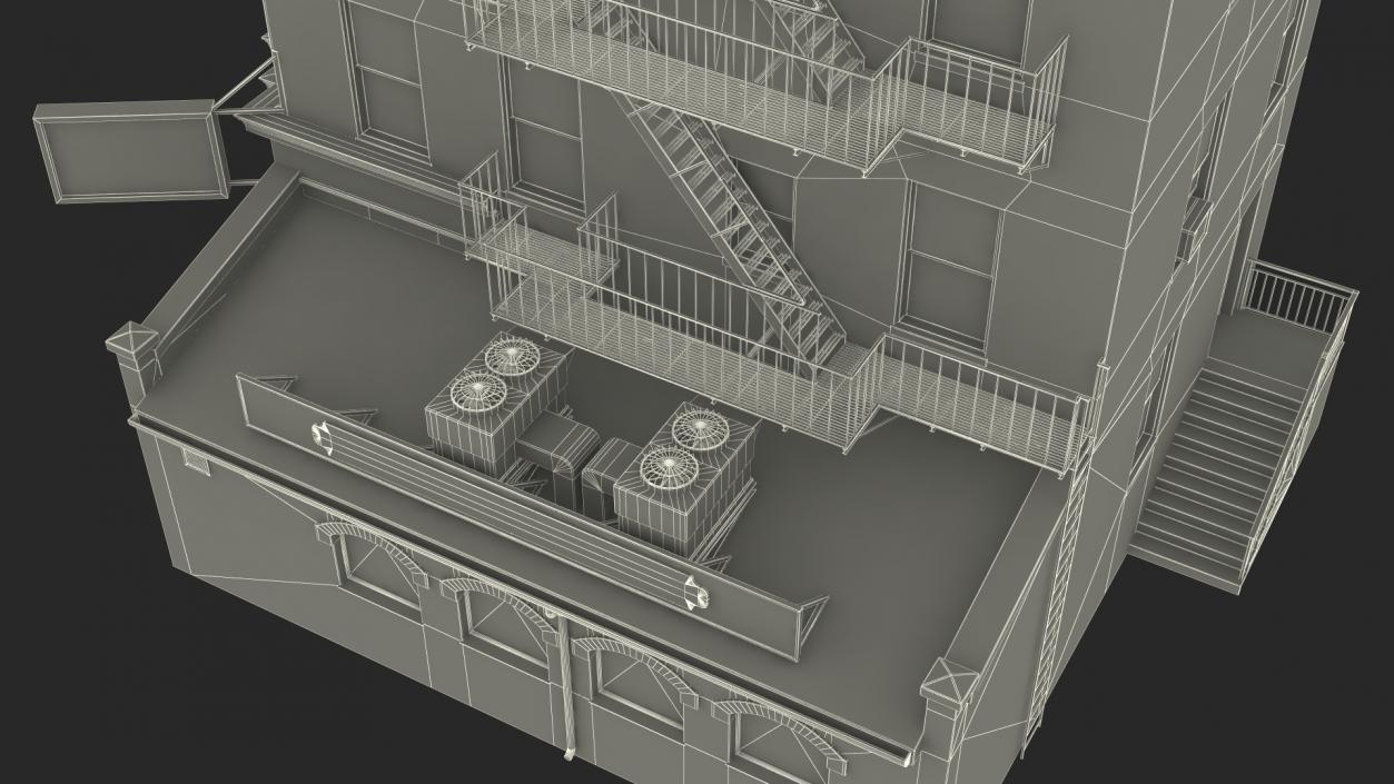 Apartment Building with Restaurant 3D model