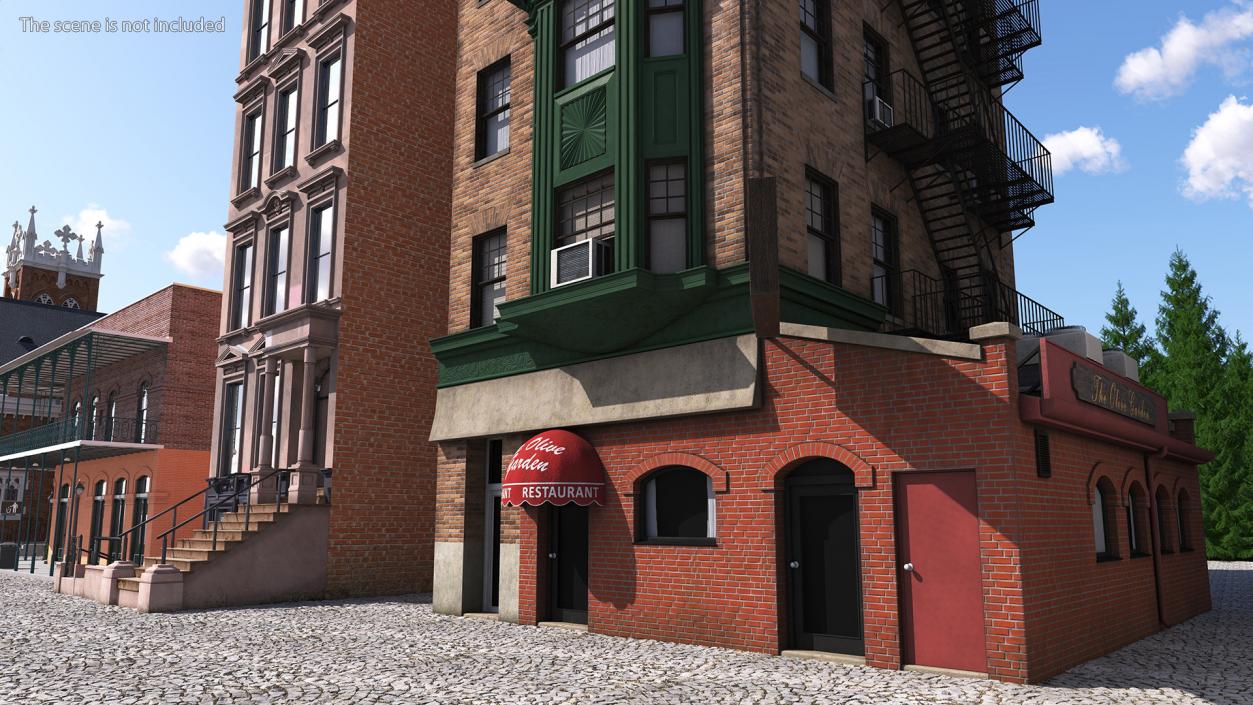 Apartment Building with Restaurant 3D model