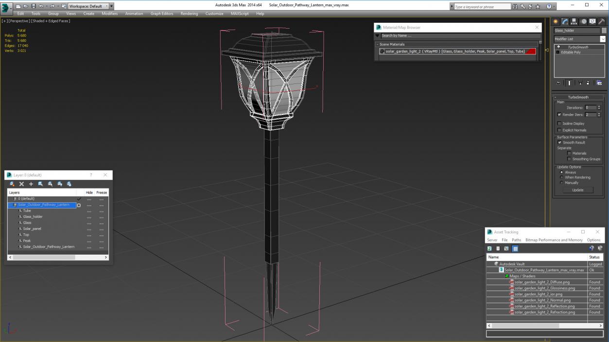 Solar Outdoor Pathway Lantern 3D model