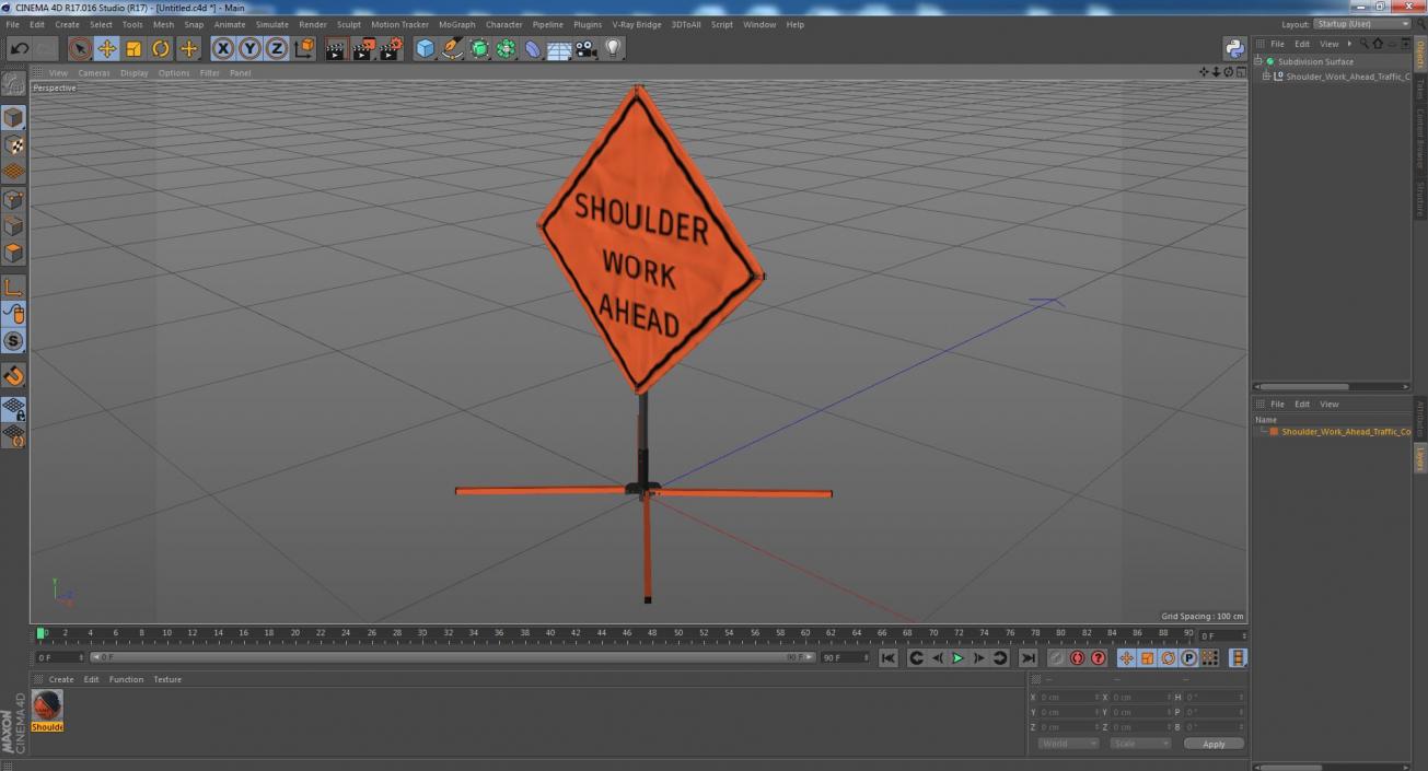 3D model Shoulder Work Ahead Traffic Control Sign