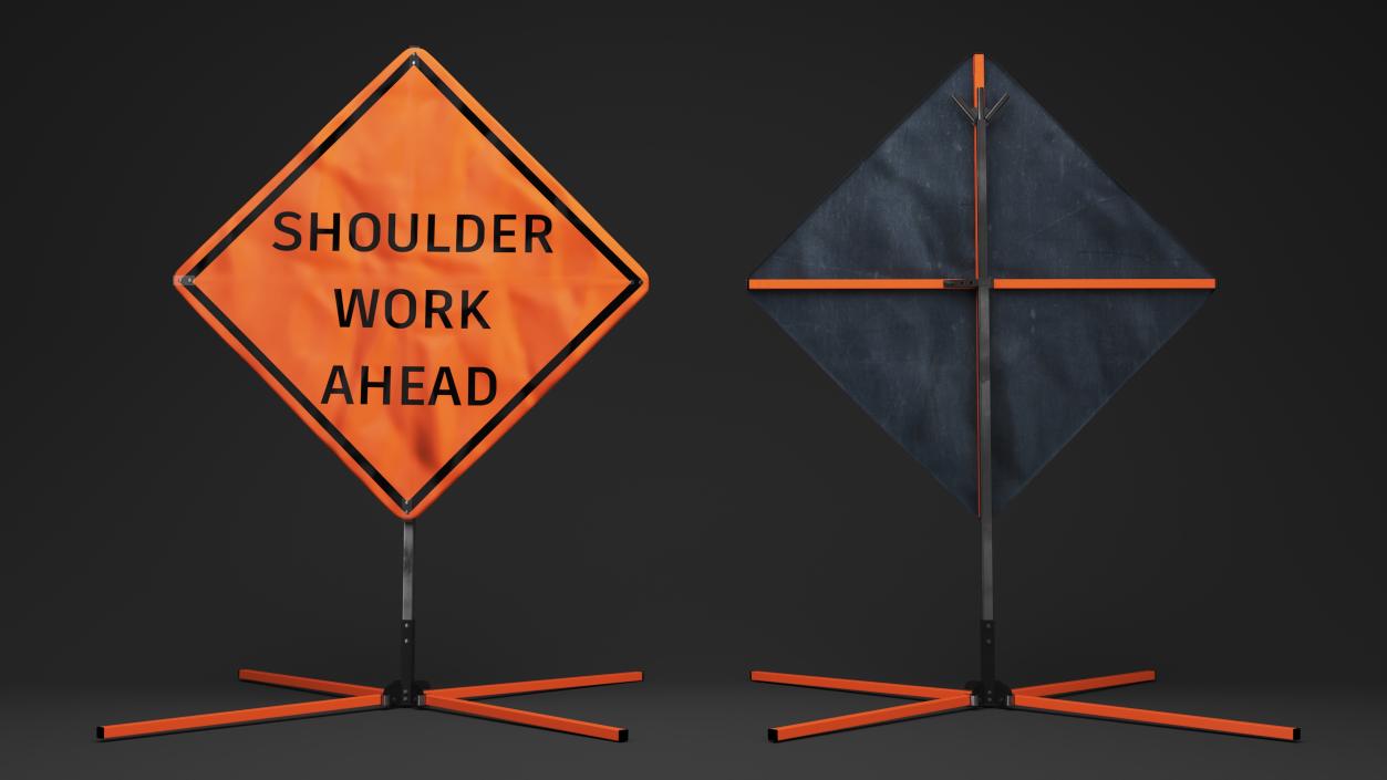 3D model Shoulder Work Ahead Traffic Control Sign