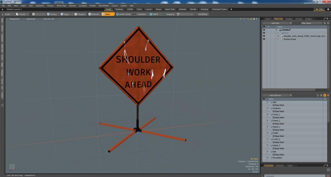 3D model Shoulder Work Ahead Traffic Control Sign