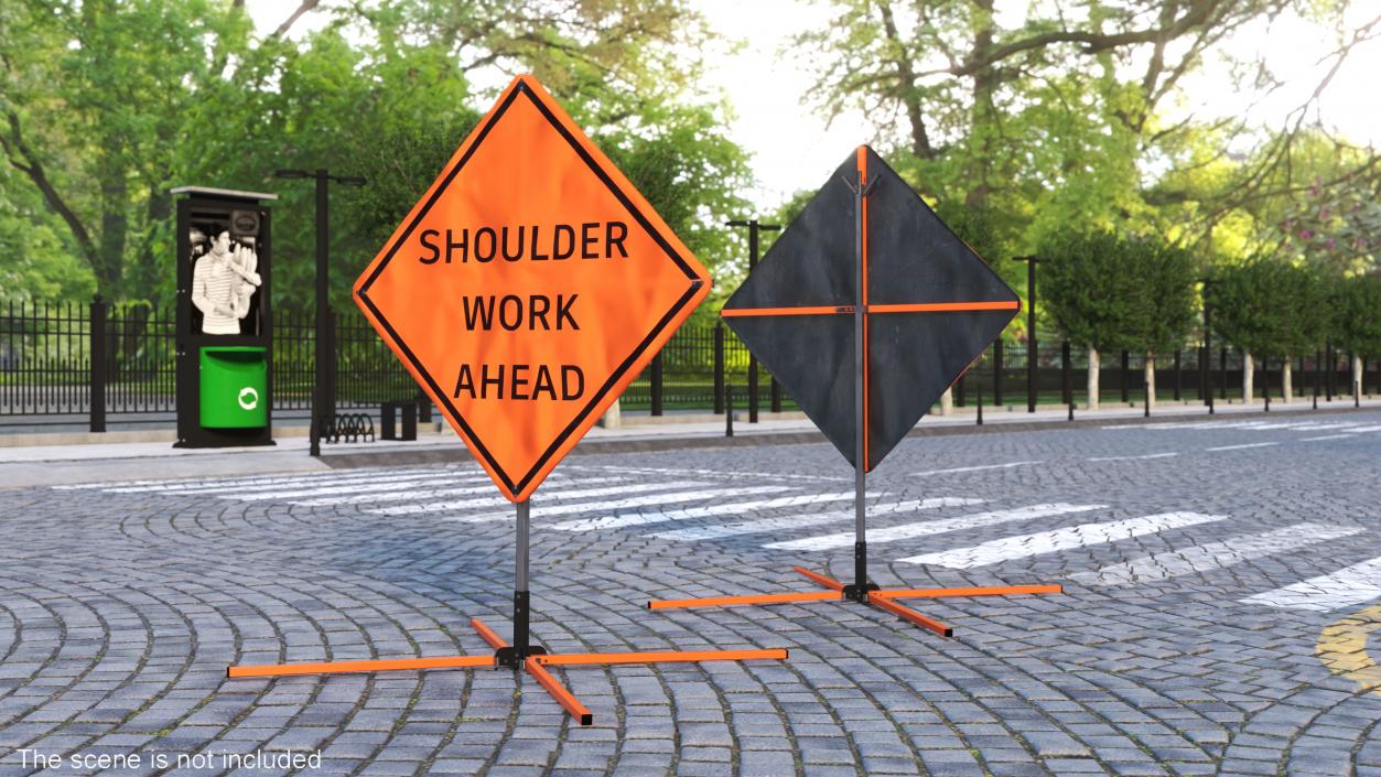 3D model Shoulder Work Ahead Traffic Control Sign