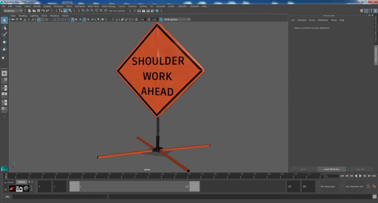 3D model Shoulder Work Ahead Traffic Control Sign