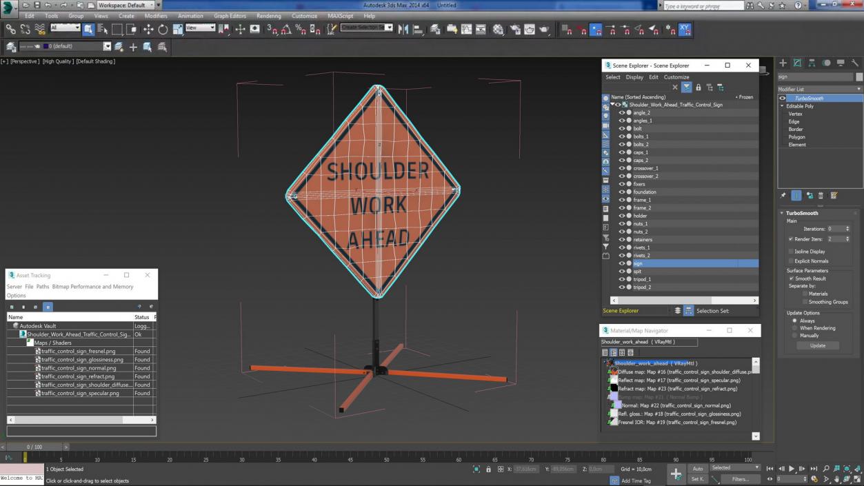 3D model Shoulder Work Ahead Traffic Control Sign