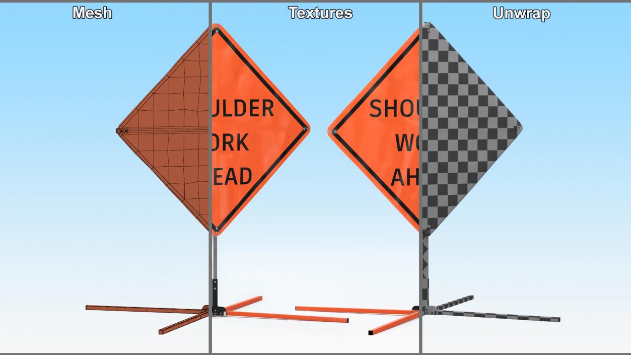 3D model Shoulder Work Ahead Traffic Control Sign