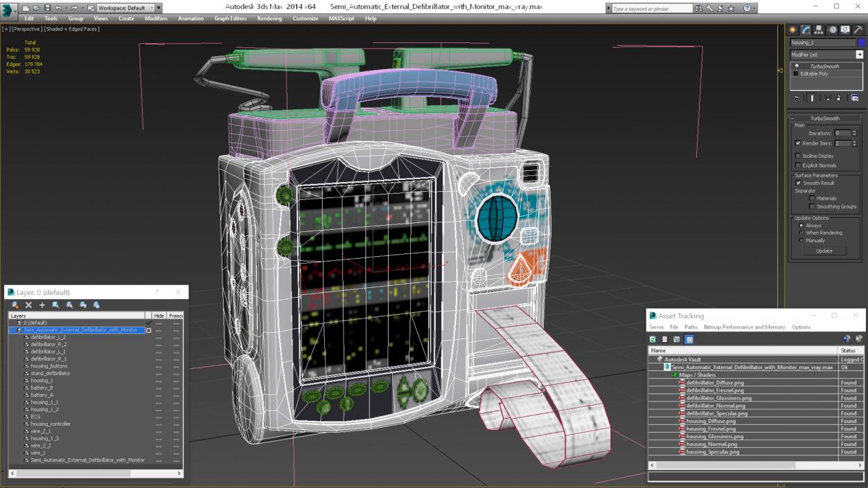 3D model Semi Automatic External Defibrillator with Monitor