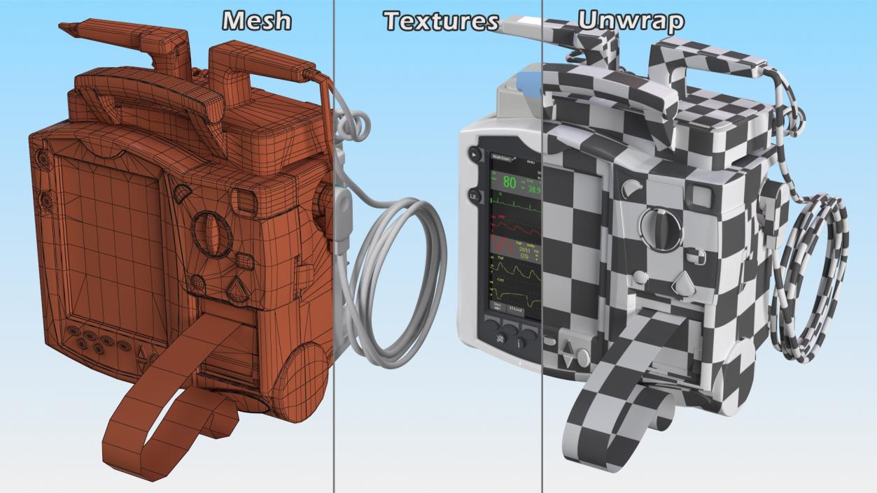 3D model Semi Automatic External Defibrillator with Monitor