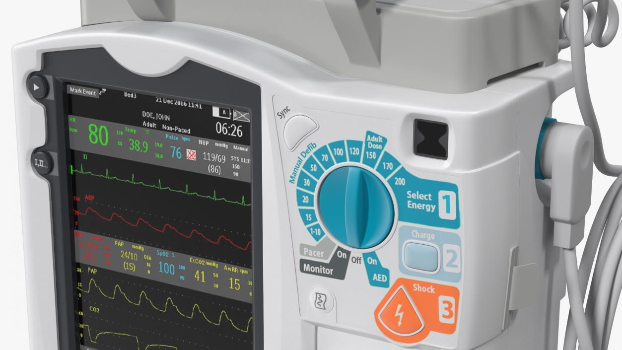 3D model Semi Automatic External Defibrillator with Monitor