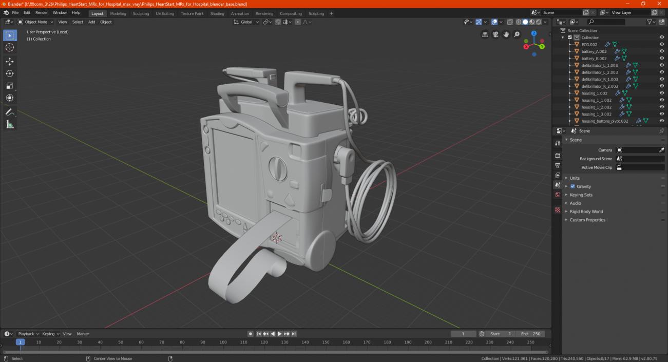 3D model Semi Automatic External Defibrillator with Monitor