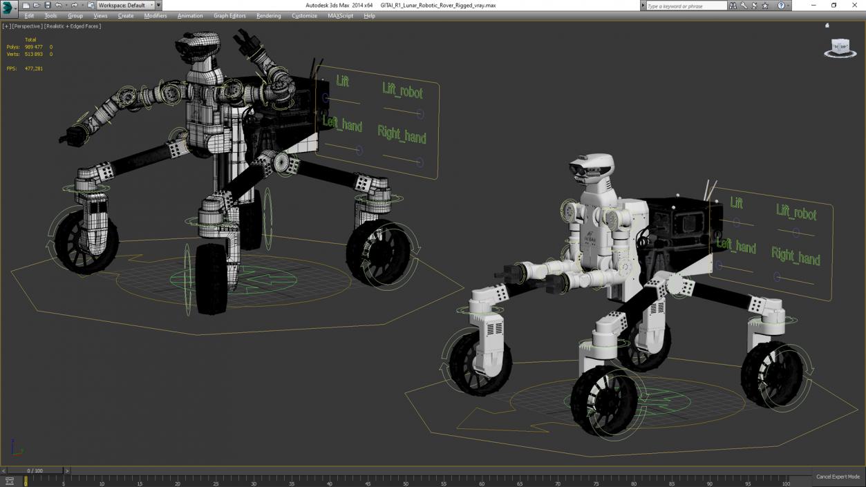 GITAI R1 Lunar Robotic Rover Rigged for Maya 3D model