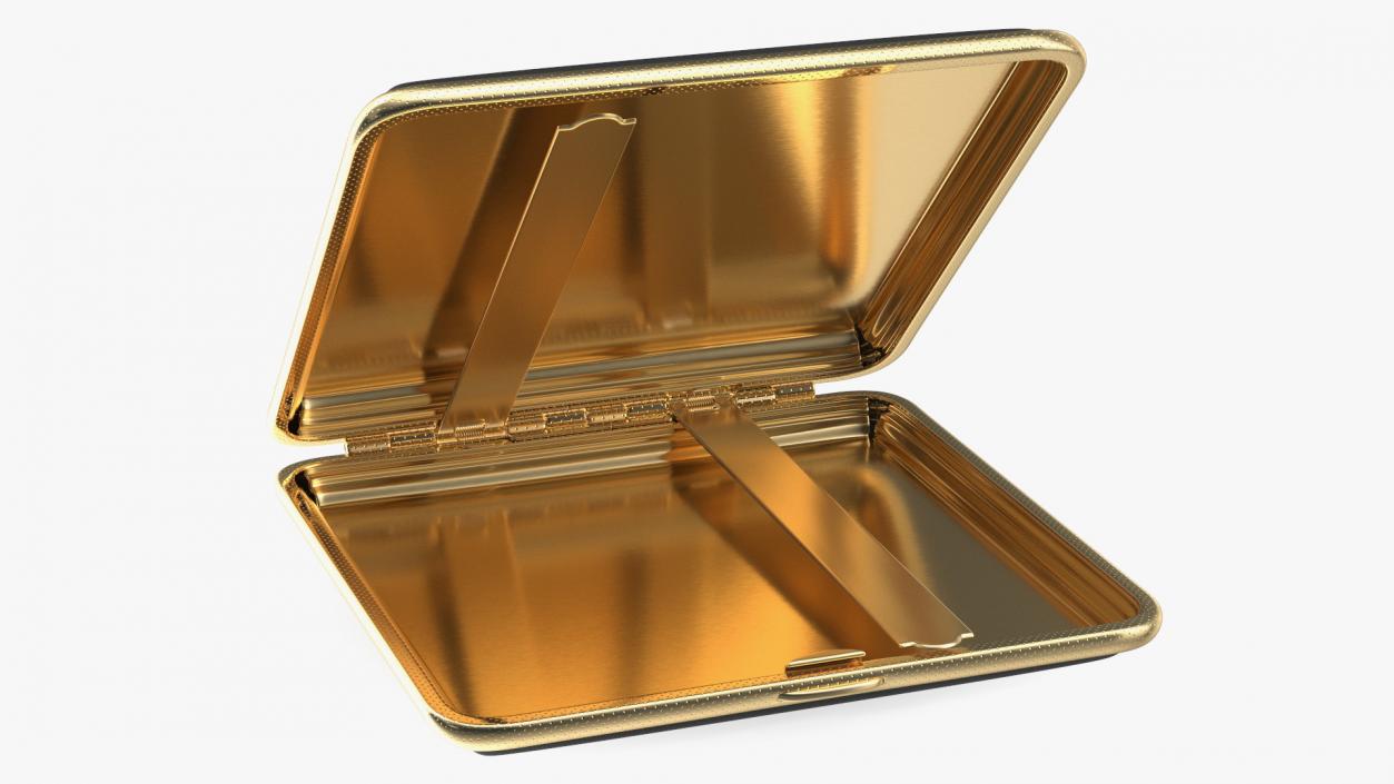 3D model Metal Cigarette Case Gold and Black Open