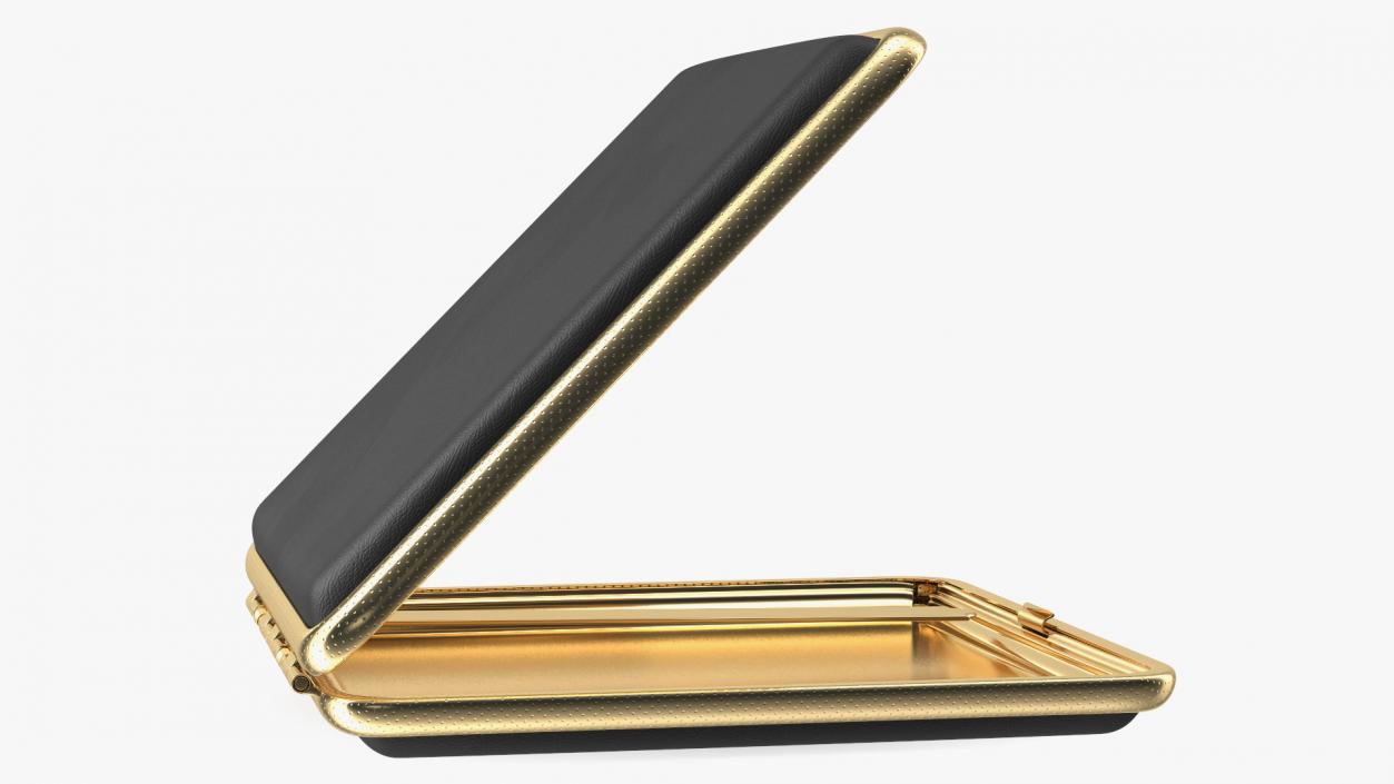 3D model Metal Cigarette Case Gold and Black Open