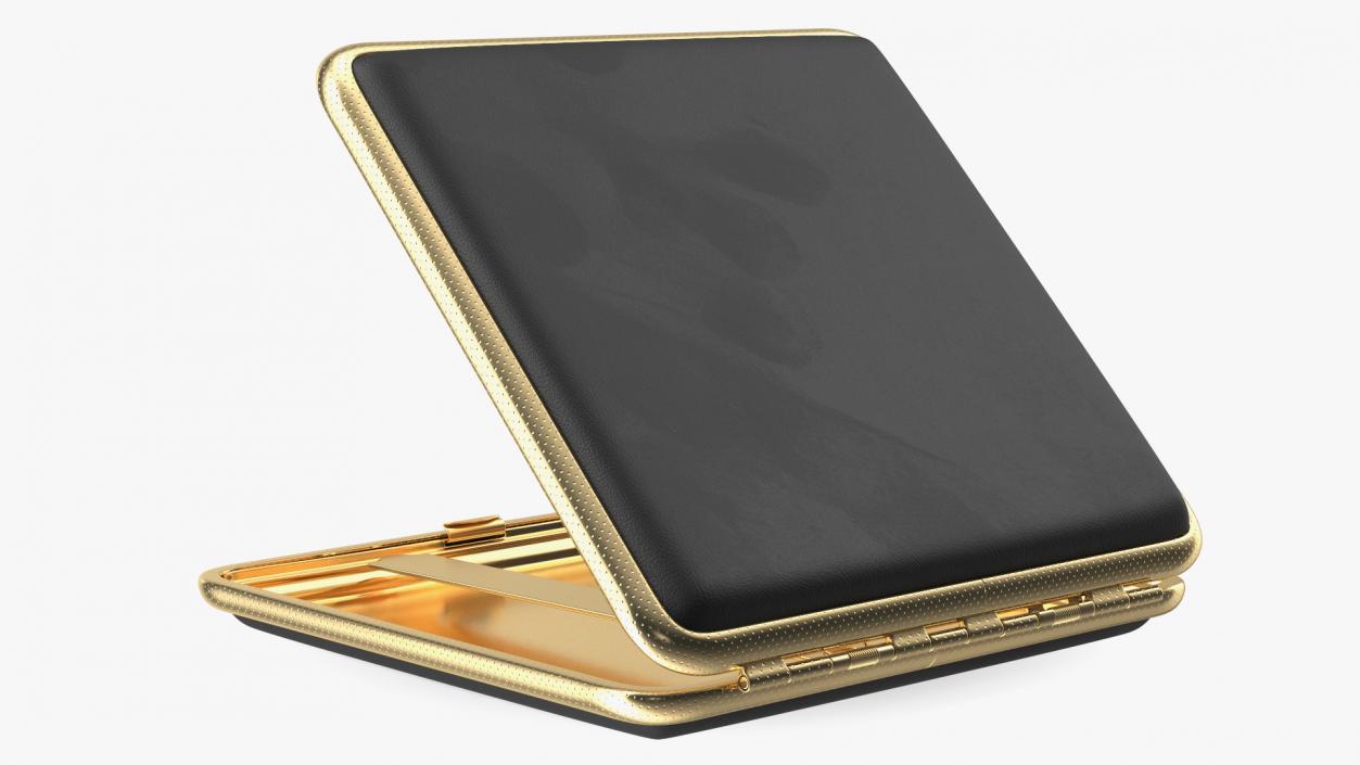 3D model Metal Cigarette Case Gold and Black Open