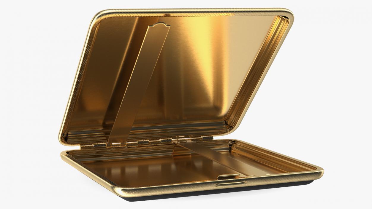 3D model Metal Cigarette Case Gold and Black Open