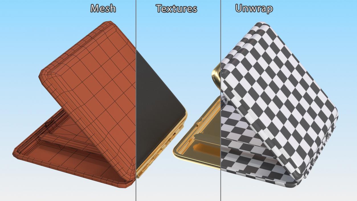 3D model Metal Cigarette Case Gold and Black Open