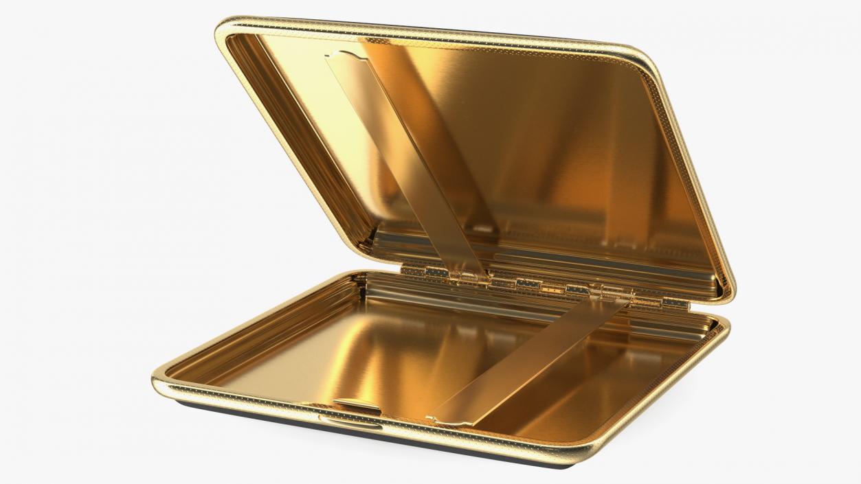 3D model Metal Cigarette Case Gold and Black Open