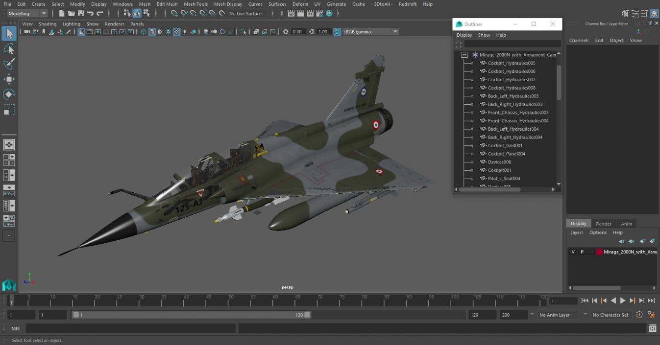 Mirage 2000N with Armament Camouflage Flight 3D model