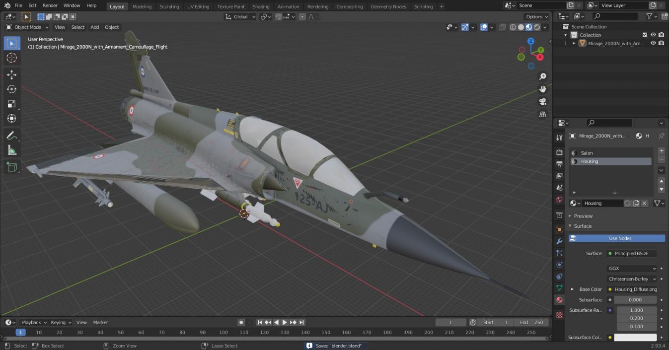 Mirage 2000N with Armament Camouflage Flight 3D model