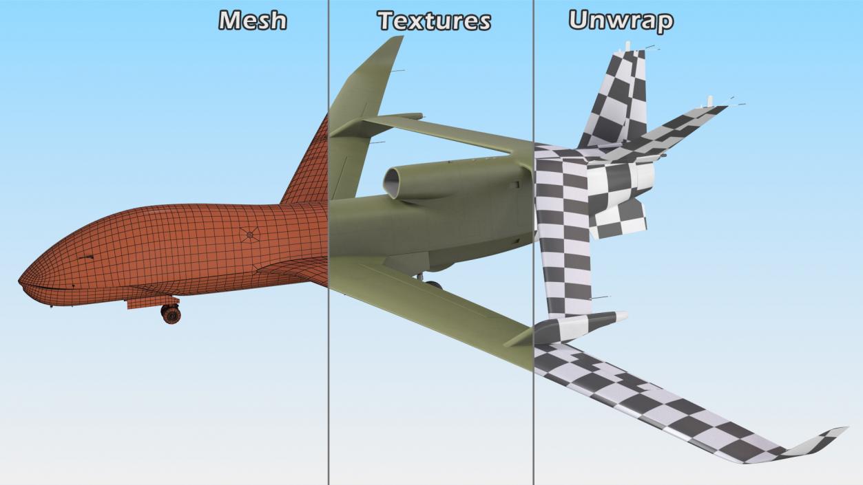 3D model High Altitude Long Endurance Patrol UAV Rigged for Maya