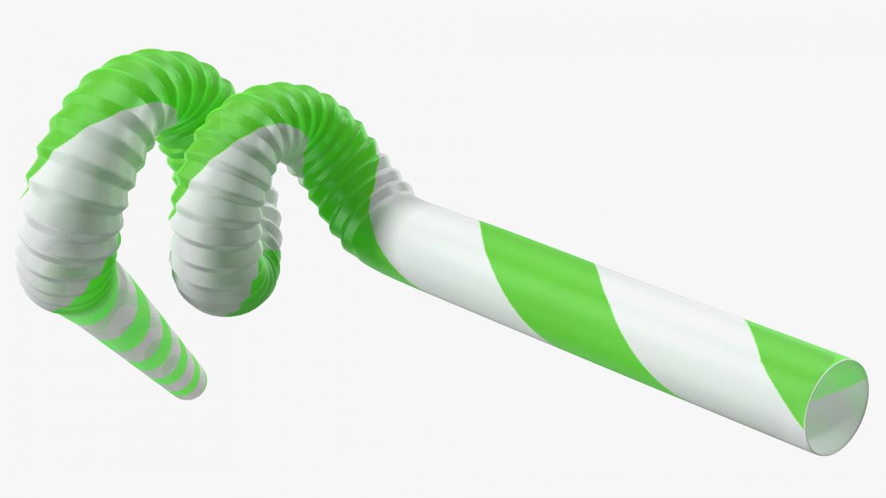 3D model Spiral Plastic Drinking Straw Green