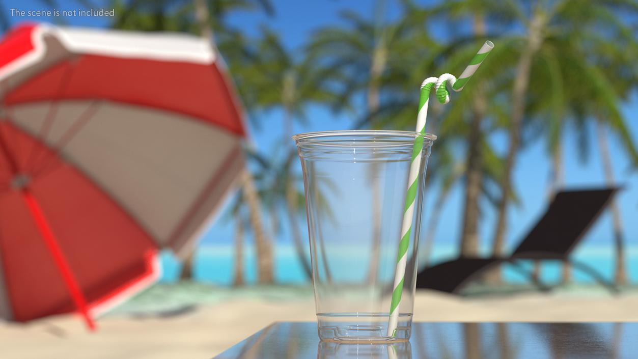 3D model Spiral Plastic Drinking Straw Green