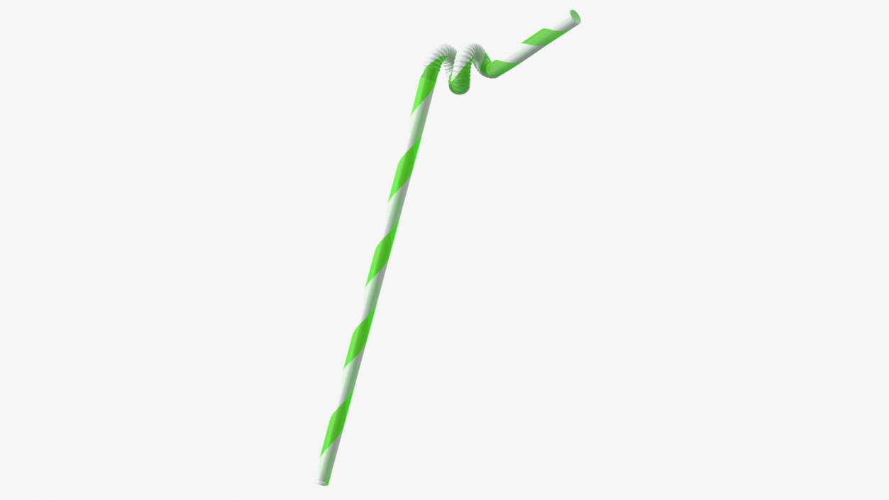 3D model Spiral Plastic Drinking Straw Green