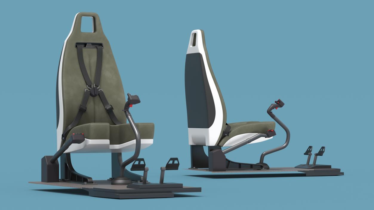 3D Helicopter Pilot Seat with Control Sticks