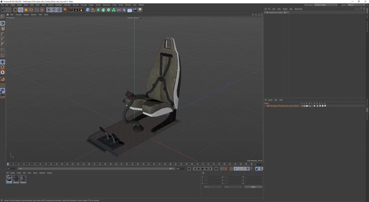 3D Helicopter Pilot Seat with Control Sticks