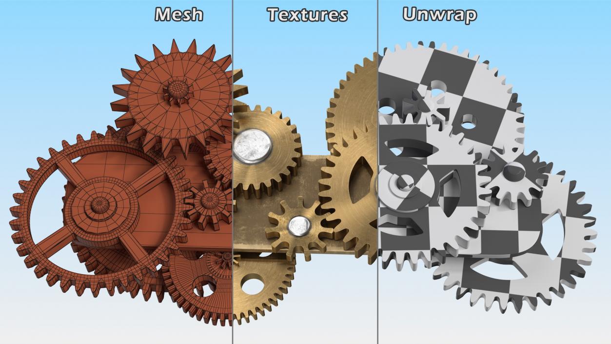 3D Gear Mechanism Bronze