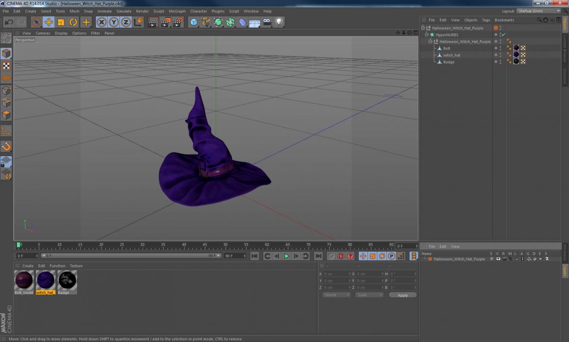 3D Halloween Witch Hat Purple