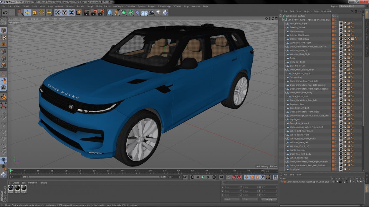 3D Land Rover Range Rover Sport 2023 Blue model