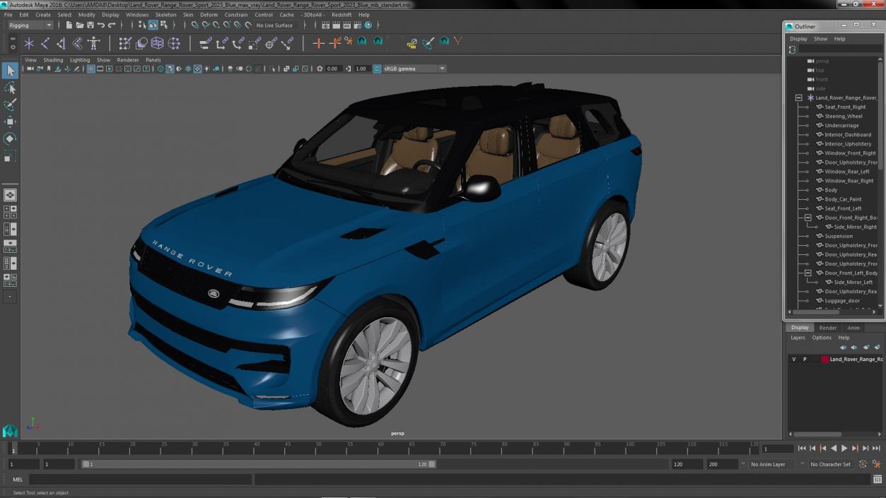 3D Land Rover Range Rover Sport 2023 Blue model