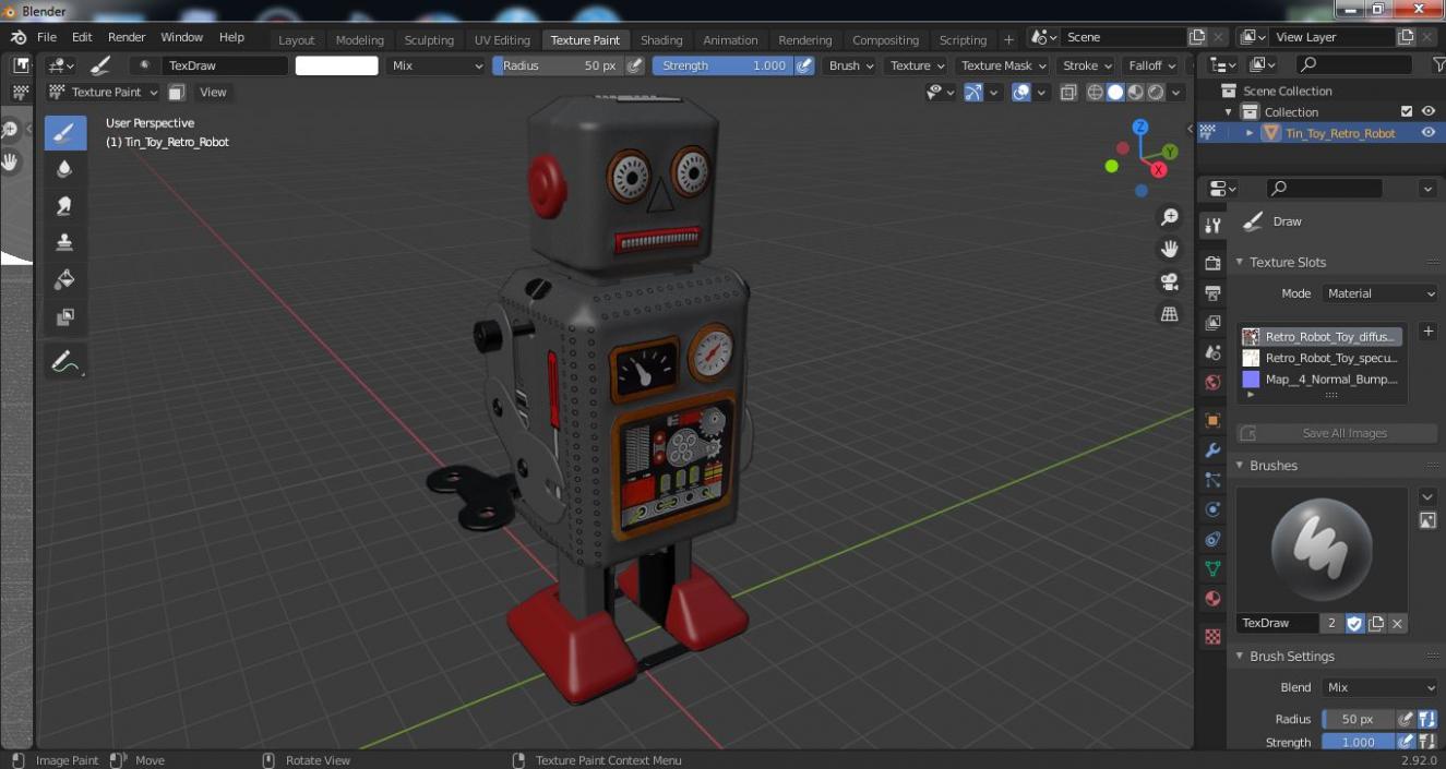 Tin Toy Retro Robot 3D model