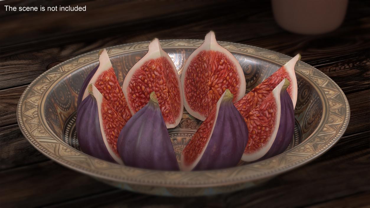 Fresh Riped Fig Fruit Quarter 3D model