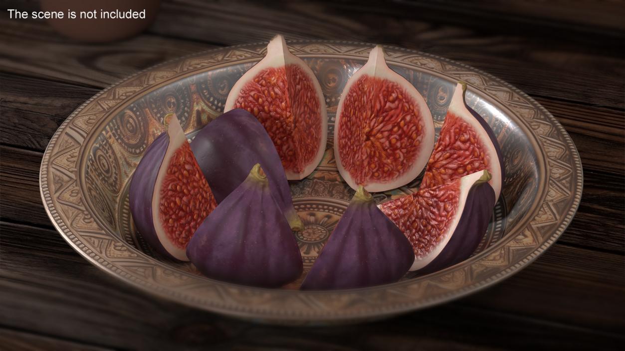 Fresh Riped Fig Fruit Quarter 3D model