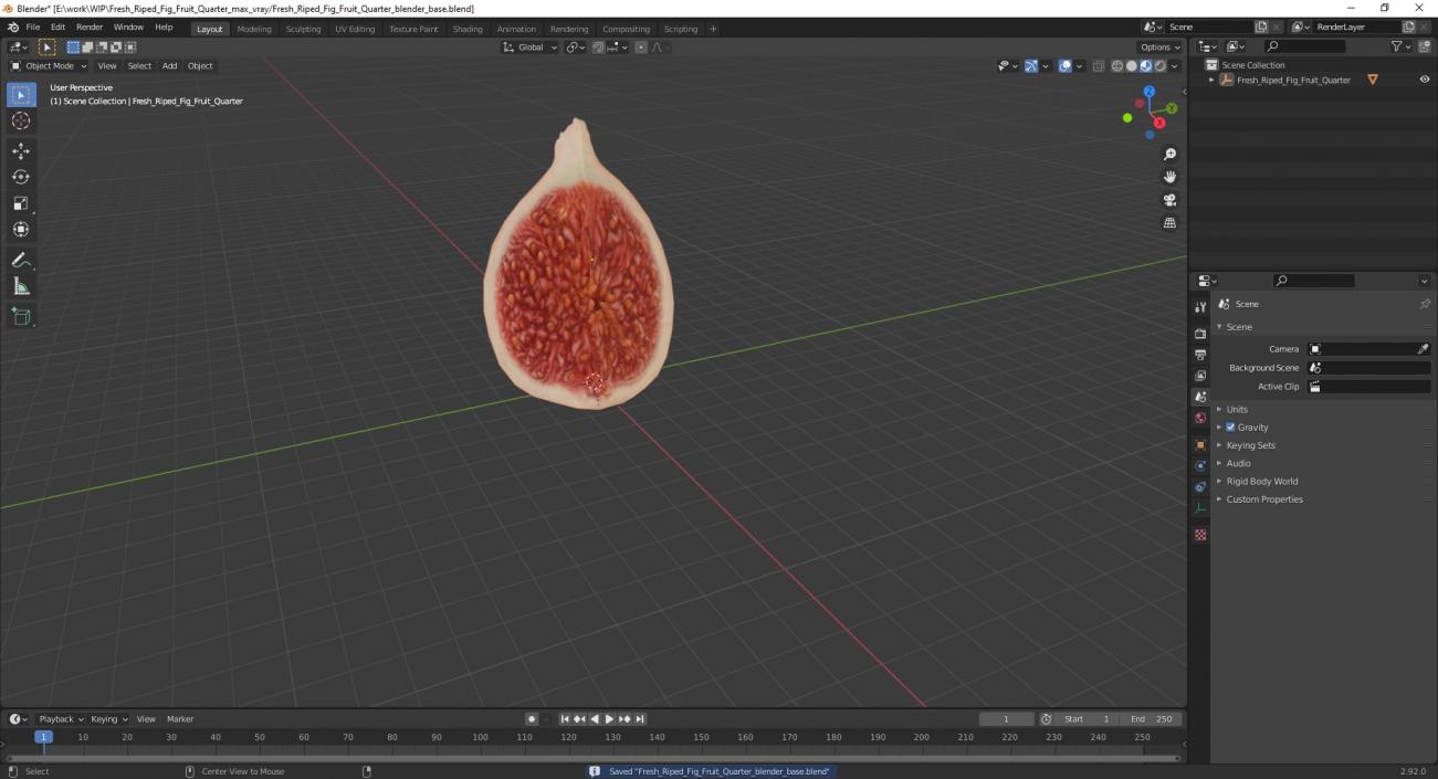 Fresh Riped Fig Fruit Quarter 3D model