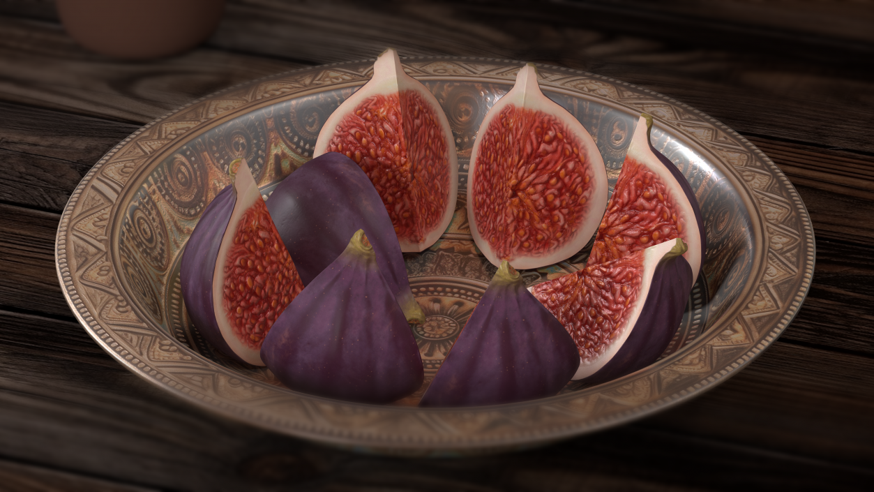 Fresh Riped Fig Fruit Quarter 3D model