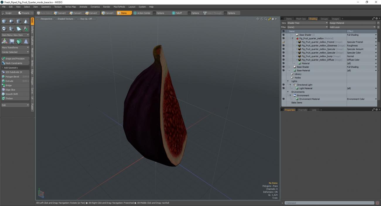 Fresh Riped Fig Fruit Quarter 3D model