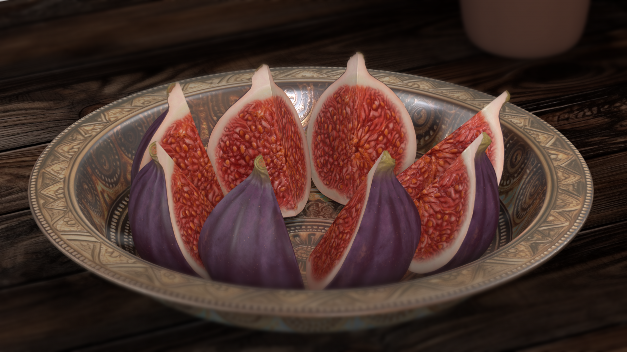 Fresh Riped Fig Fruit Quarter 3D model