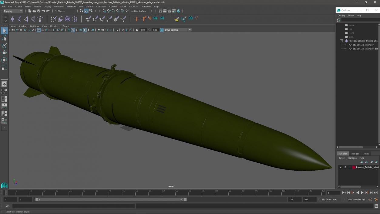 3D model Russian Ballistic Missile 9M723 Iskander