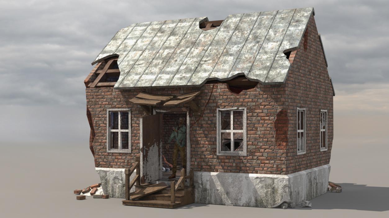 3D model Destroyed Zombie Country House