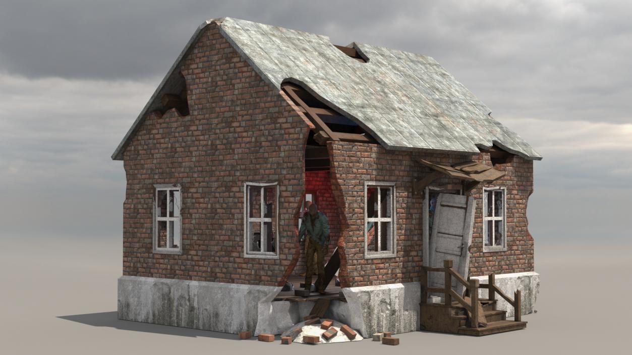 3D model Destroyed Zombie Country House