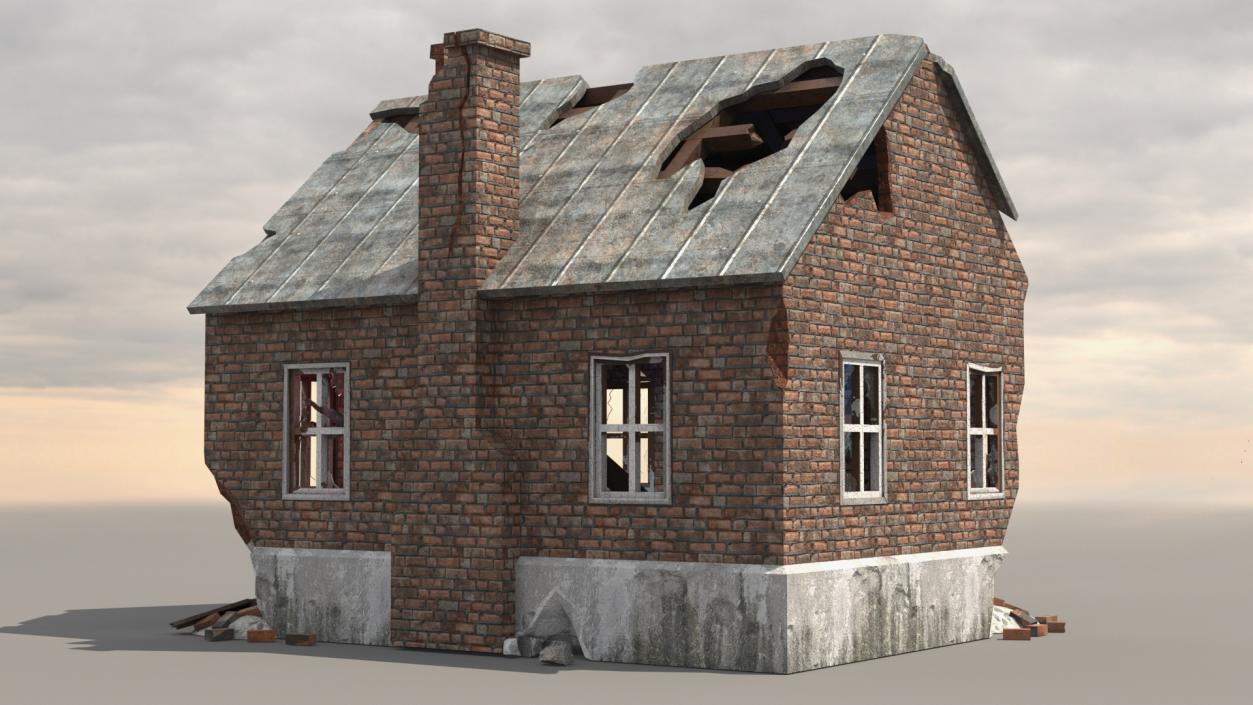 3D model Destroyed Zombie Country House